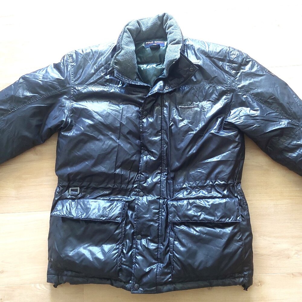 Vintage Ralph Lauren Polo Sport Down Puffer Coat M Black/Green